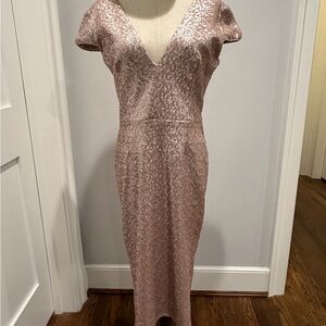 Dress the Population Sequin Midi Dress - elegant V-neck cocktail